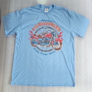 Motorcycles Delta Pro Weight Graphic T-Shirt Light Blue 100% Cotton L New No Tag